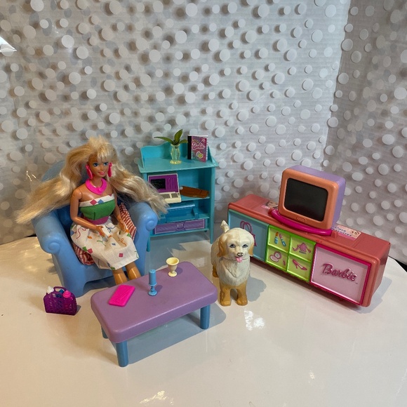 Vintage Little Tikes Barbie Just My Size 📺 Living Room - Picture 1 of 16
